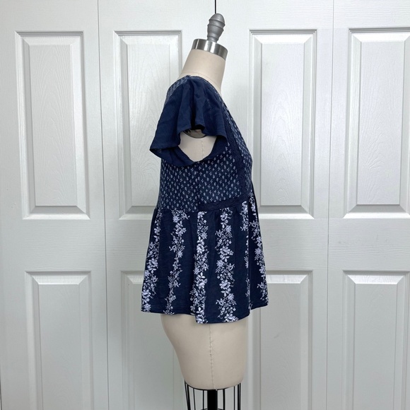 NWT - Women's Flowy Floral Babydoll Peplum Short Sleeve Top - NWT - Picture 4 of 9